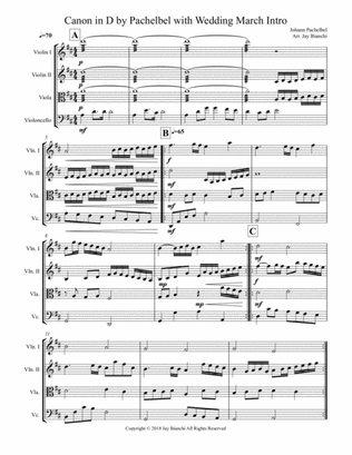 Canon in D by Pachelbel with Wedding March intro for String Quartet