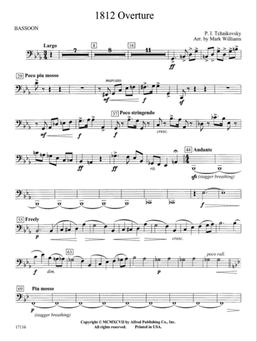 1812 Overture: Bassoon Concert Band scores gallery preview page 1