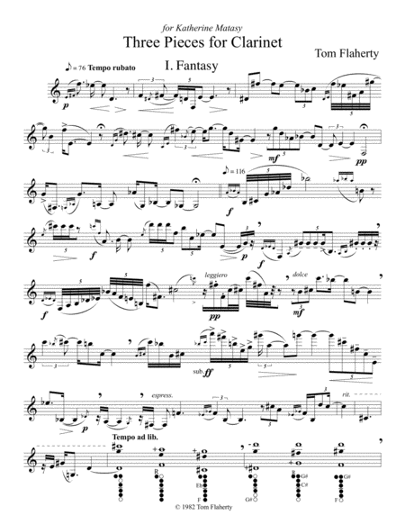 [Flaherty] Three Pieces for Clarinet