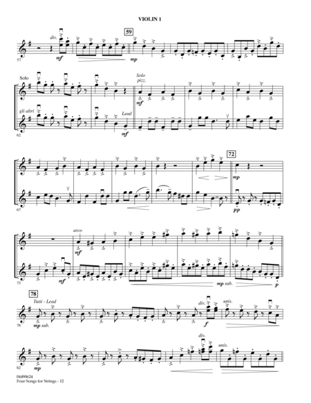 Four Songs for Strings - Violin 1 B