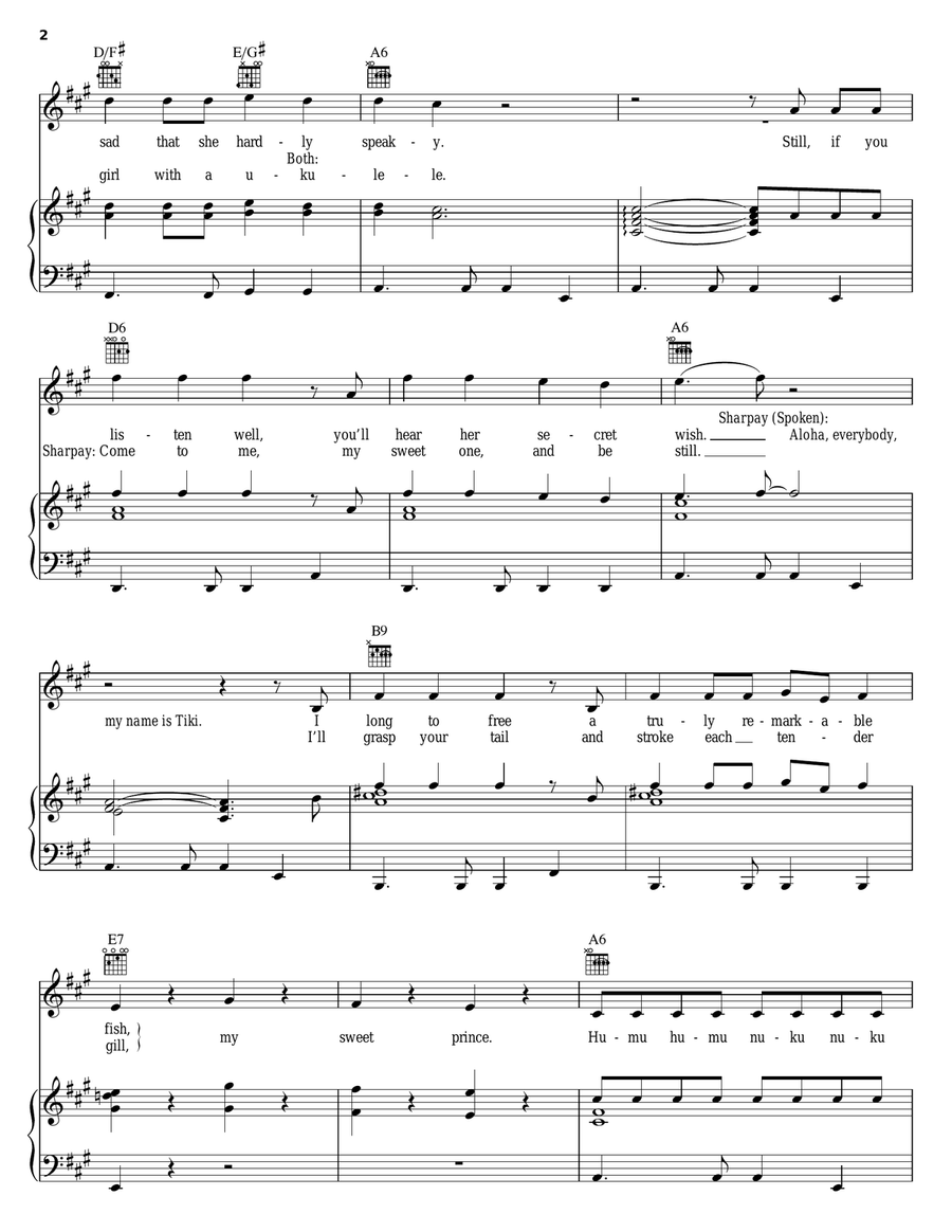 Humu Humu Nuku Nuku Apuaa Piano, Vocal, Guitar scores gallery preview page 2
