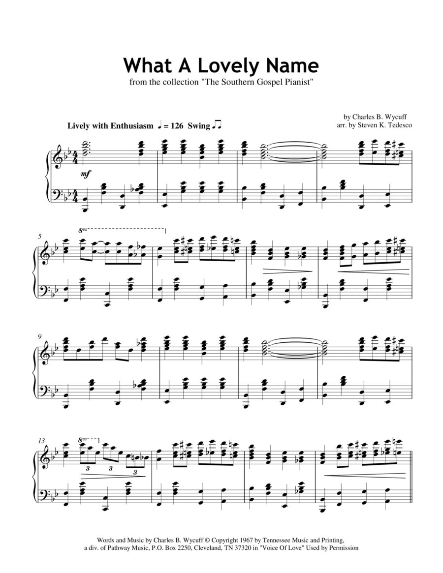 What A Lovely Name Piano, Vocal, Guitar scores gallery preview page 1
