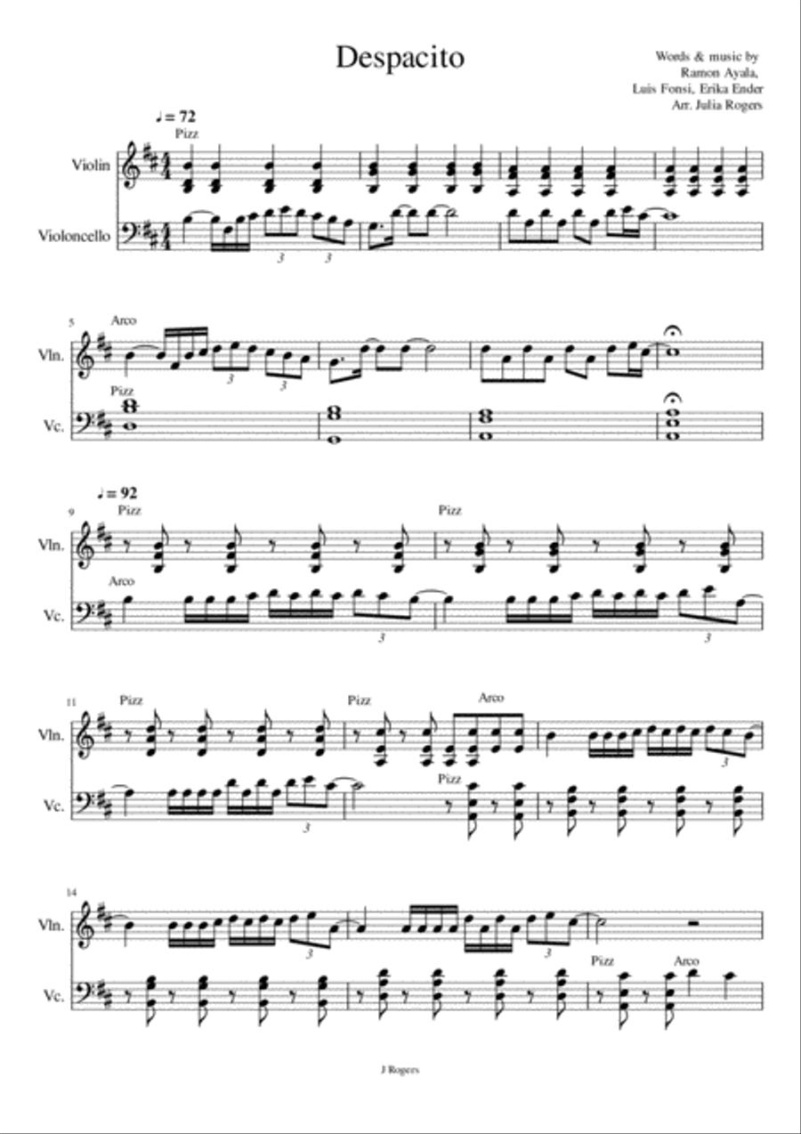 Despacito String Duet scores gallery preview page 1