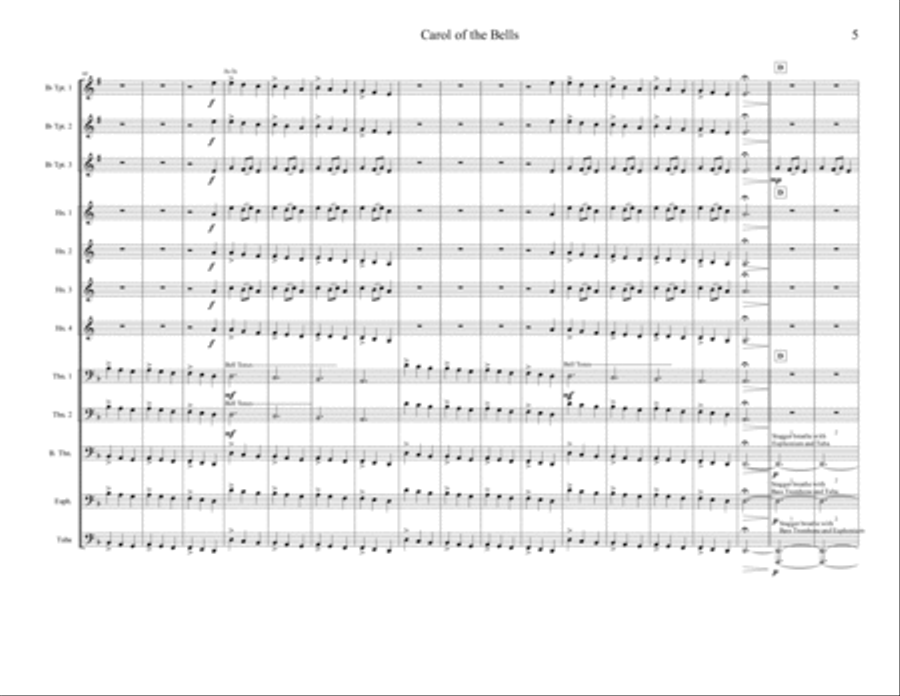 Carol of the Bells Brass Ensemble scores gallery preview page 6