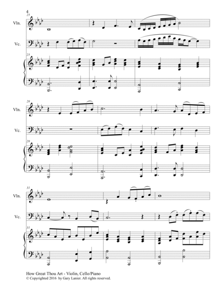 HOW GREAT THOU ART, Piano Trio (Violin, Cello, Piano with Score & Parts) image number null