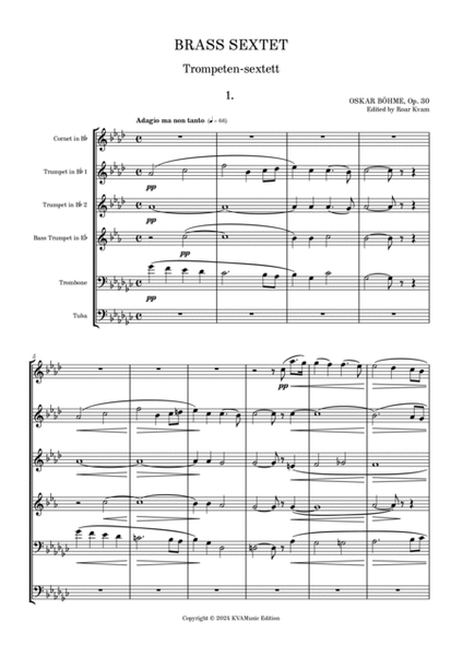 Böhme: Brass Sextet (Trompeten-Sextett) Op. 30 image number null