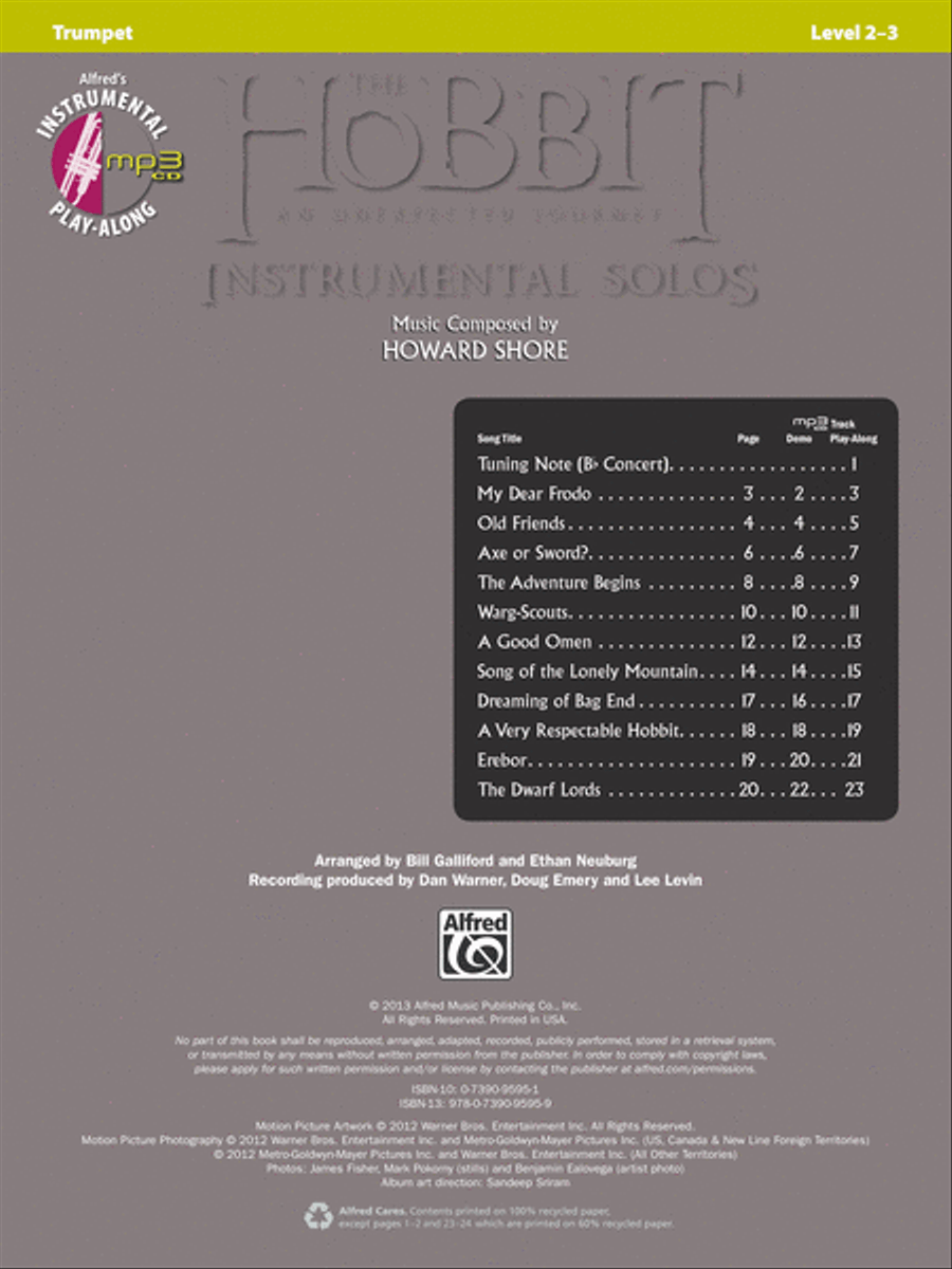 The Hobbit -- An Unexpected Journey Instrumental Solos Trumpet Solo scores gallery preview page 2