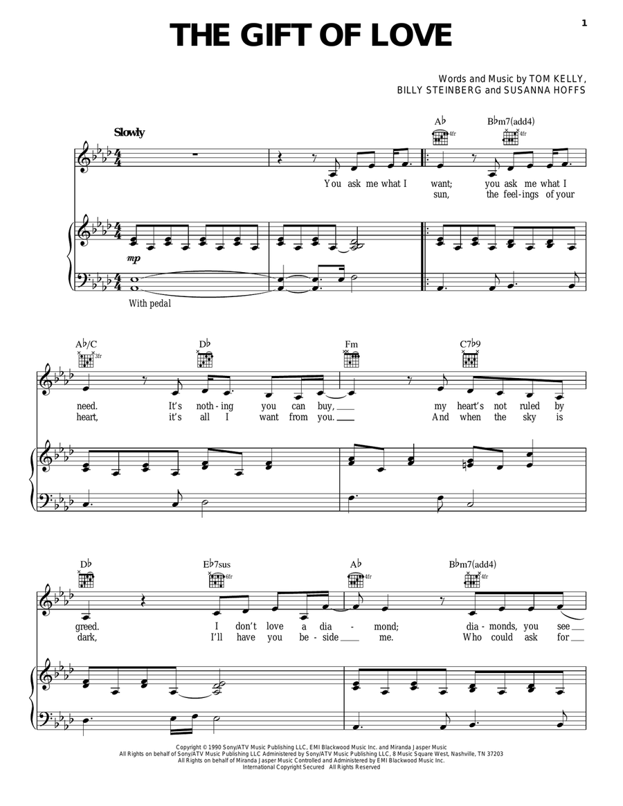 The Gift Of Love Piano, Vocal scores gallery preview page 1