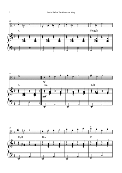 In the Hall of the Mountain King - Viola & Piano with Chord Notation image number null