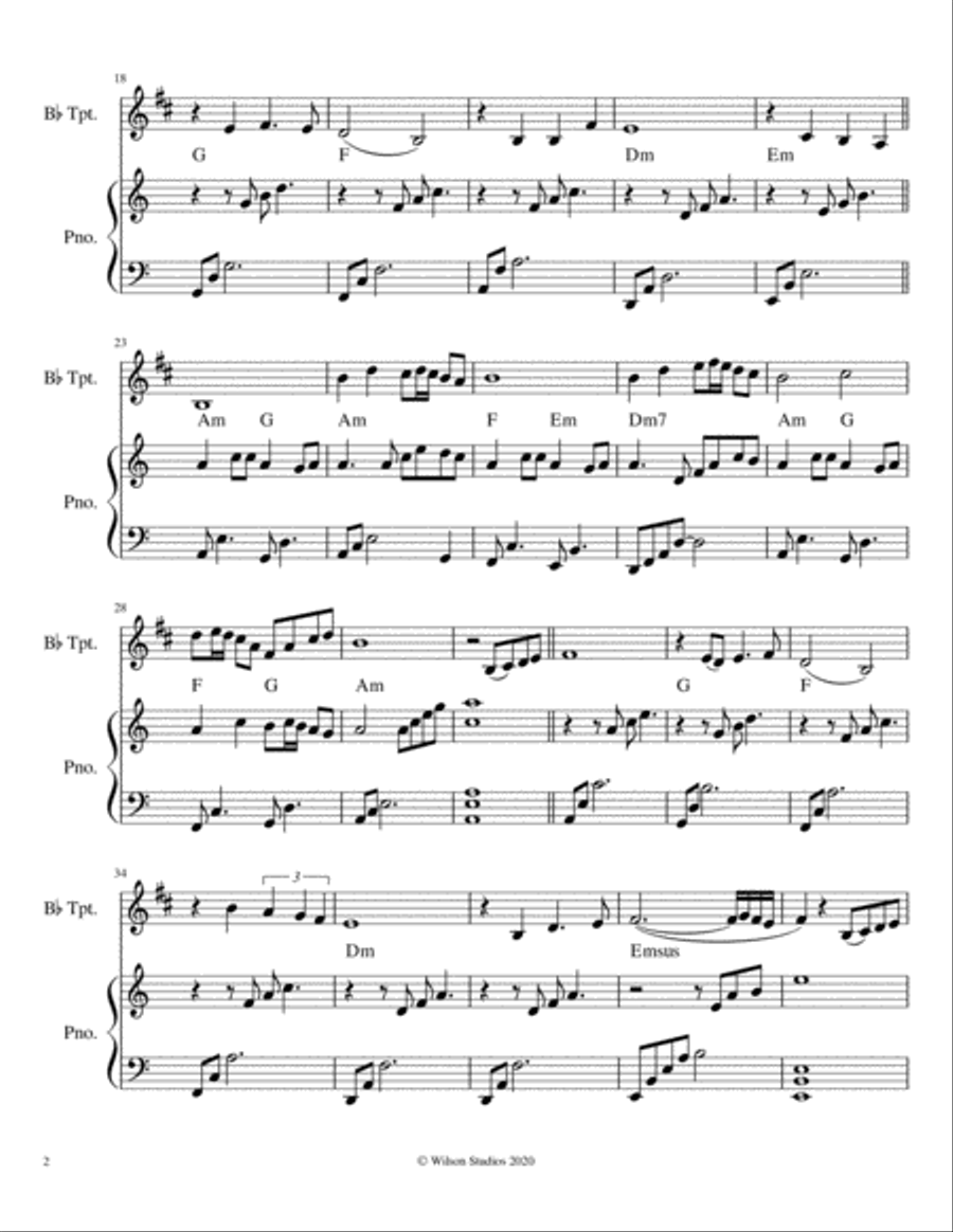 Wayfaring Stranger Trumpet Solo scores gallery preview page 2