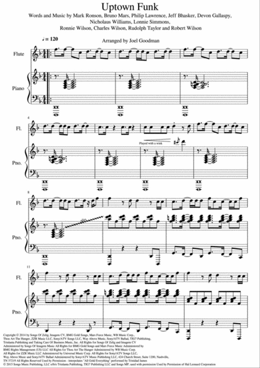 Uptown Funk Flute Solo scores gallery preview page 1