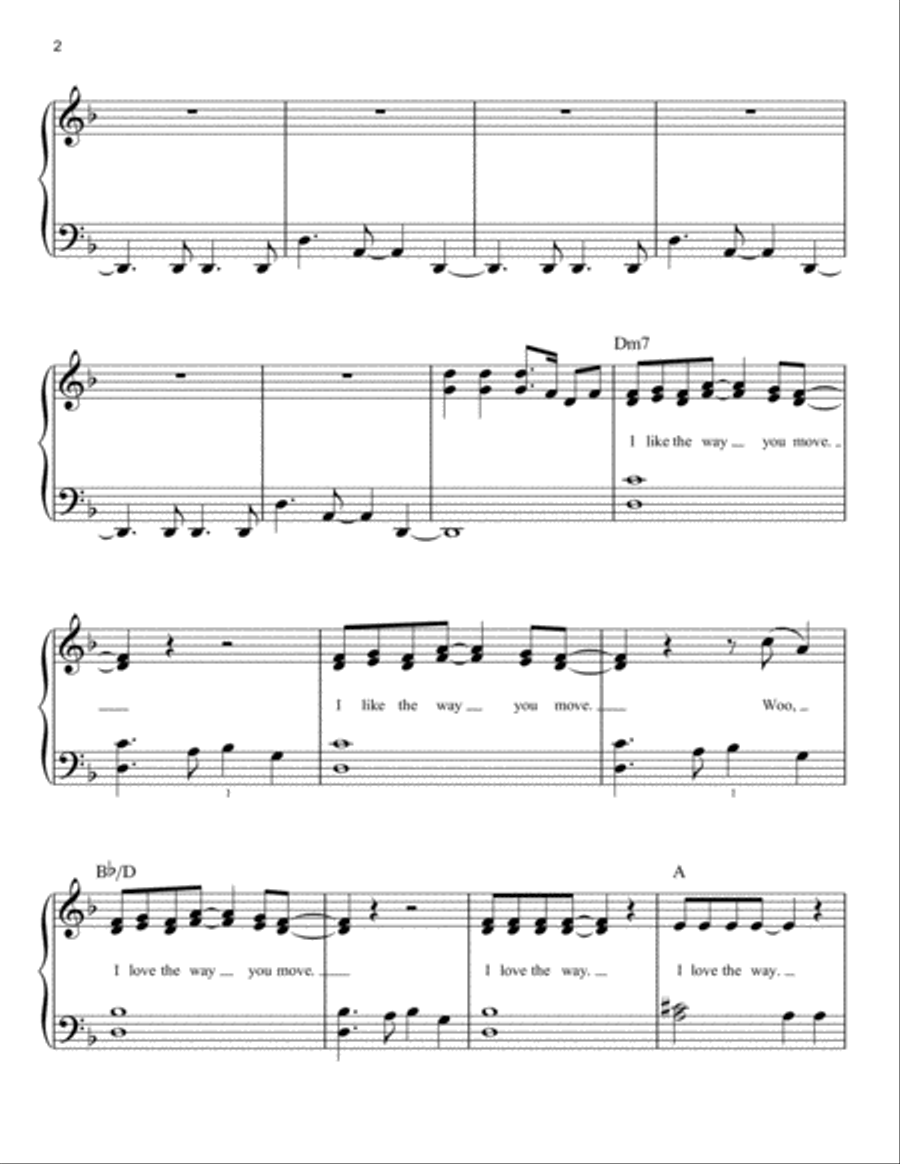 The Way You Move (feat. Sleepy Brown) Easy Piano scores gallery preview page 2