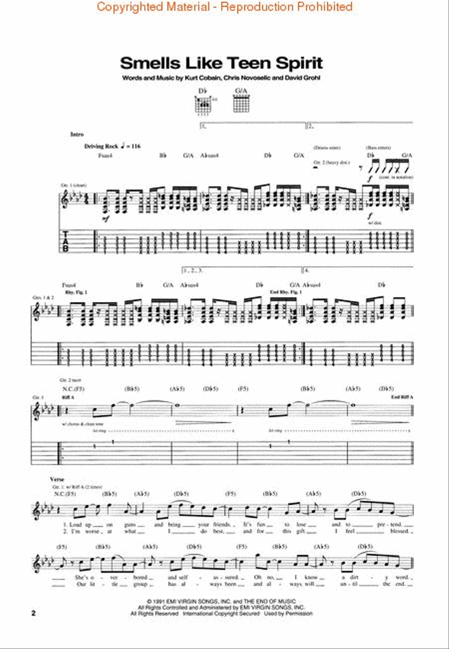 Smells like Teen Spirit Smells like Teen Spirit Electric Guitar scores gallery preview page 2