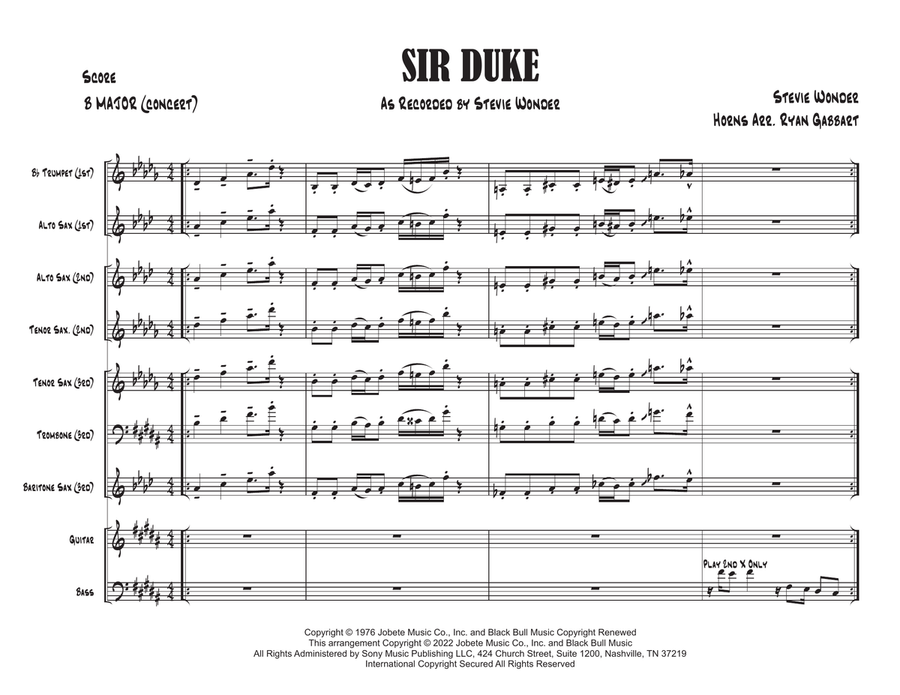 Sir Duke Sir Duke Tenor Saxophone scores gallery preview page 1