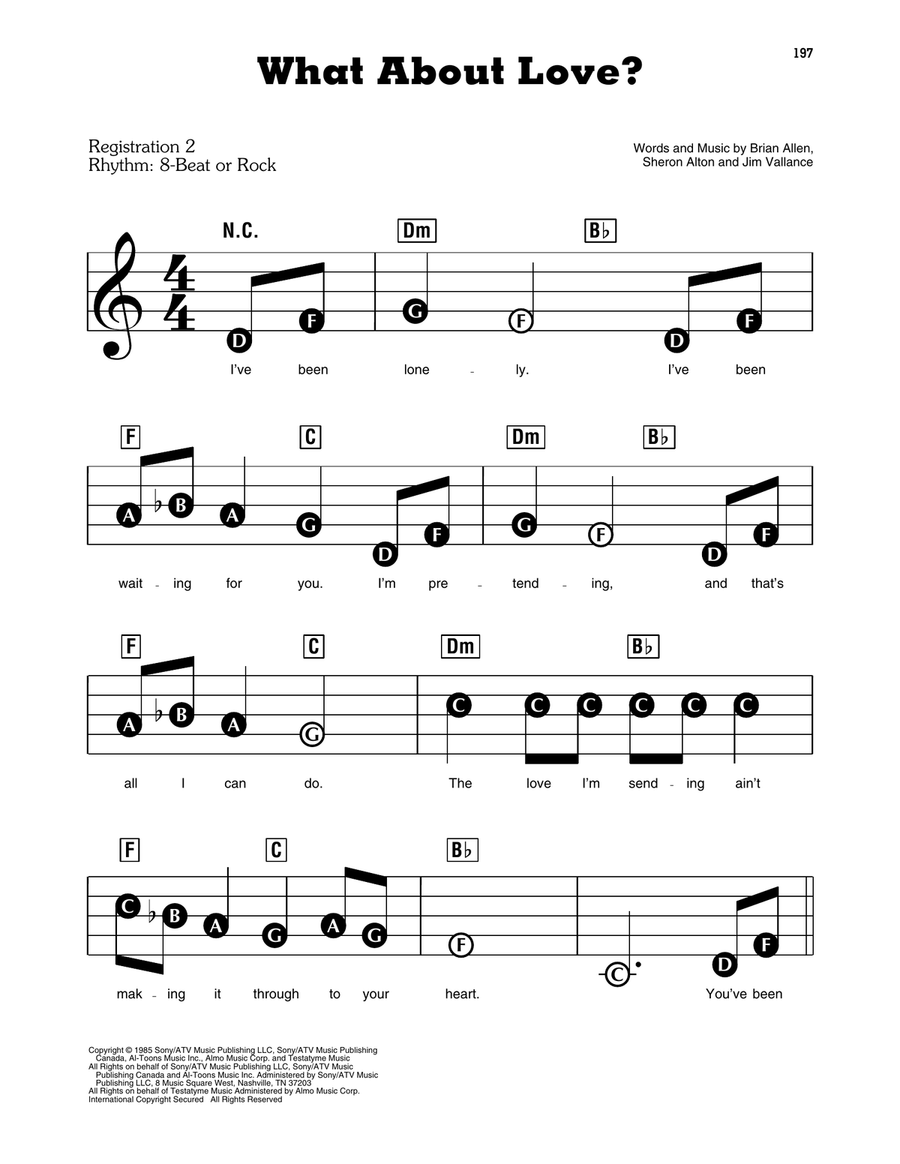 What About Love? Electronic Keyboard scores gallery preview page 1