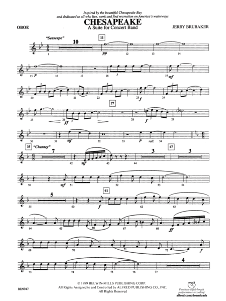Chesapeake: Oboe Chesapeake: Oboe Concert Band scores gallery preview page 1