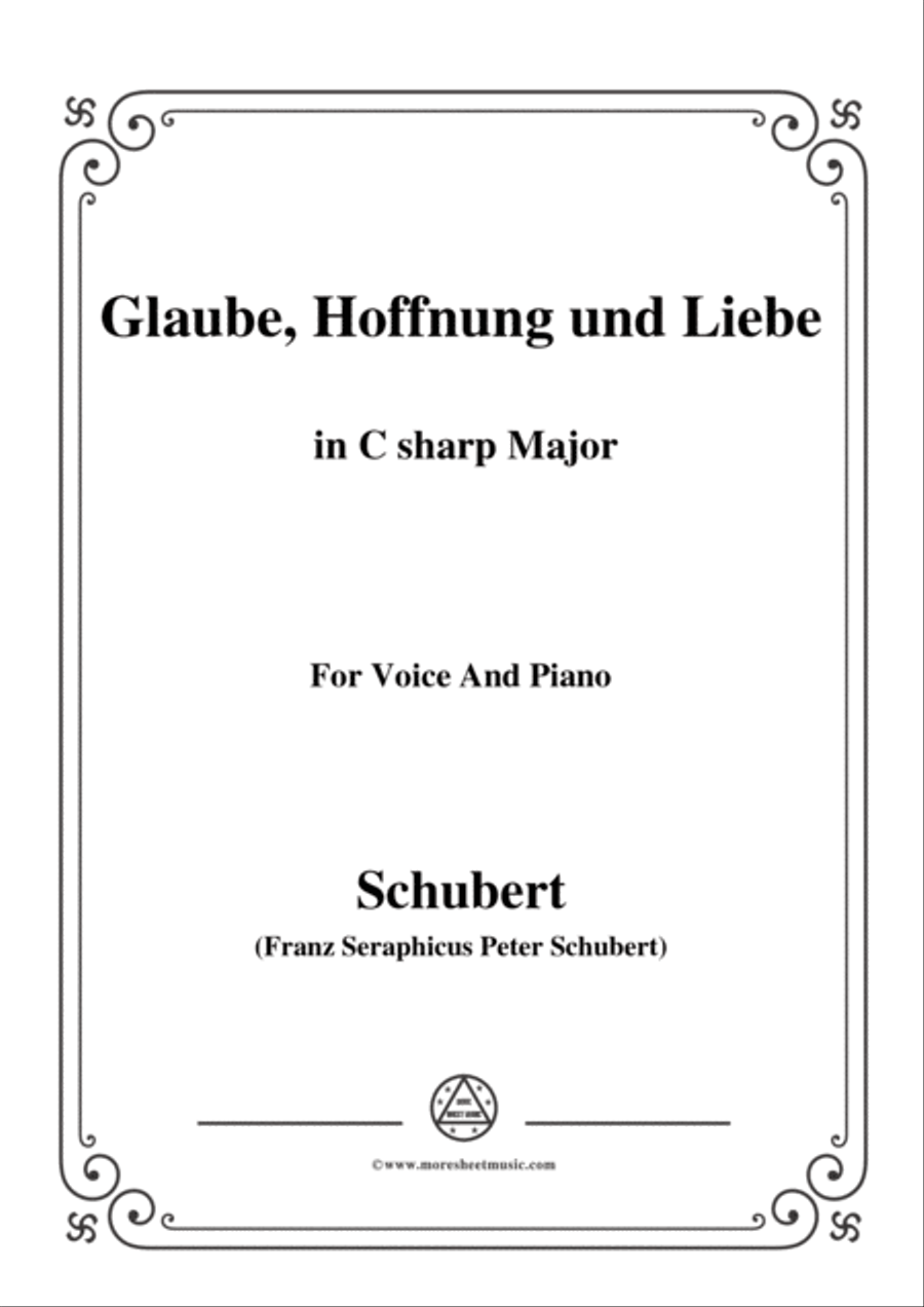Schubert-Glaube,Hoffnung und Liebe,Op.97,in C sharp Major,for Voice&Piano Voice scores gallery preview page 1