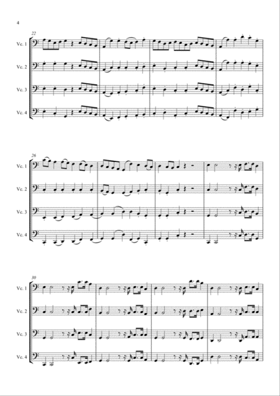 Suite für 4 Celli in reinem C-Dur - Score & Parts String Quartet scores gallery preview page 4
