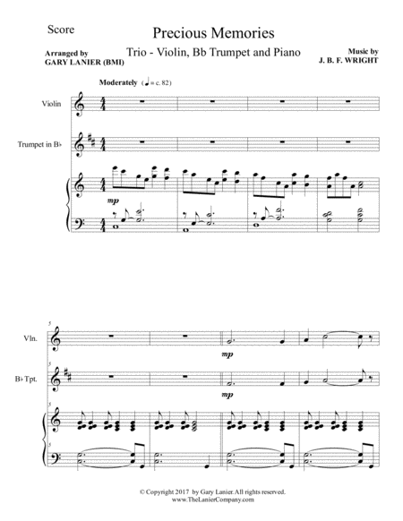 Precious Memories (Trio - Violin, Bb Trumpet & Piano with Score/Parts) image number null