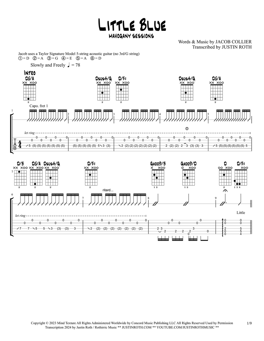 Little Blue Acoustic Guitar scores gallery preview page 1