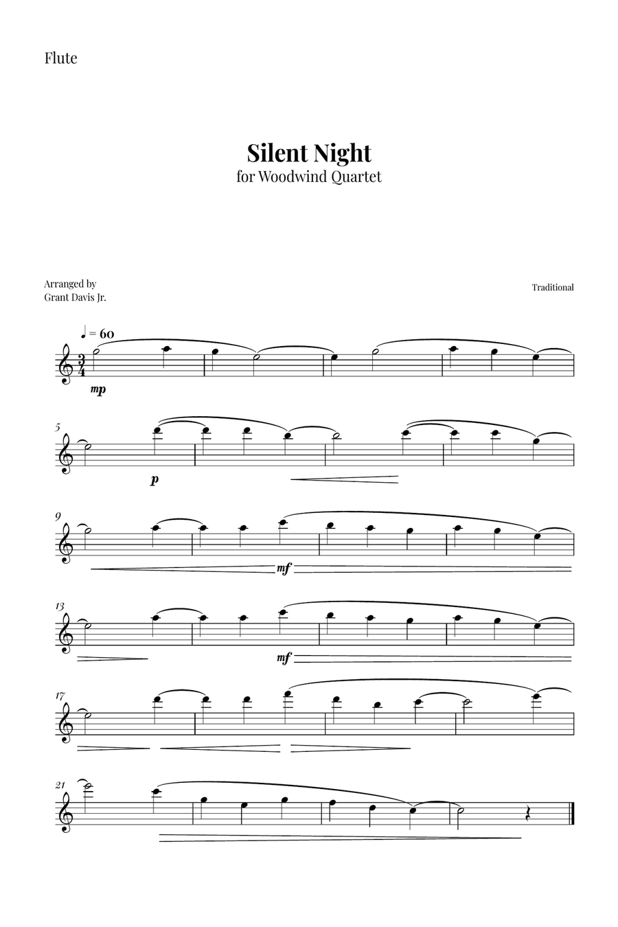 Silent Night Woodwind Quartet scores gallery preview page 5