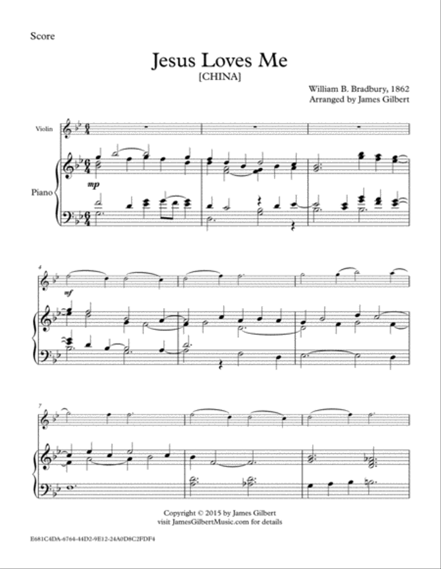 Jesus Loves Me Jesus Loves Me Violin Solo scores gallery preview page 1
