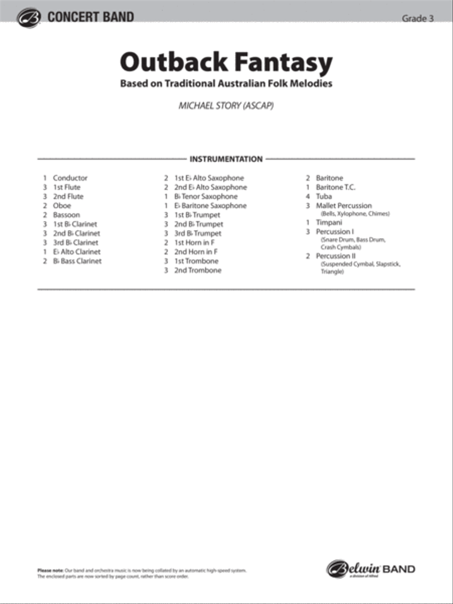 Outback Fantasy (based on Traditional Australian Folk Melodies): Score Concert Band scores gallery preview page 1