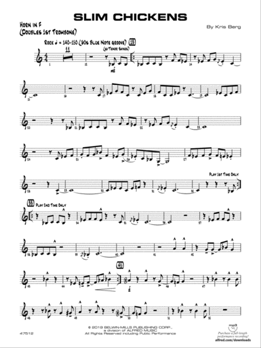 Slim Chickens: 1st F Horn Jazz Ensemble scores gallery preview page 1