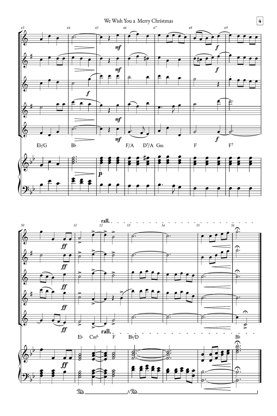 We Wish You a Merry Christmas Small Ensemble scores gallery preview page 4