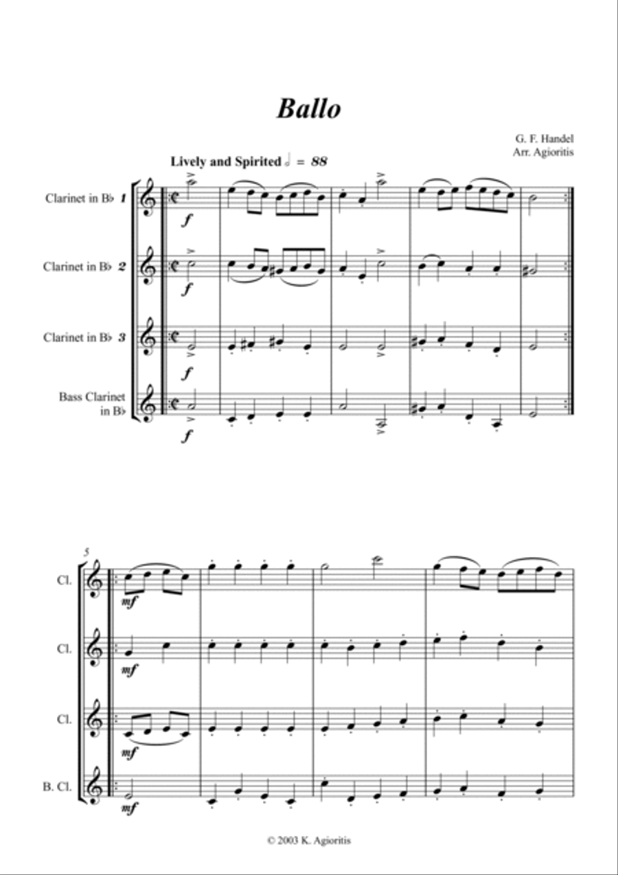 Ballo - for Clarinet Quartet Ballo - for Clarinet Quartet Clarinet Quartet scores gallery preview page 5