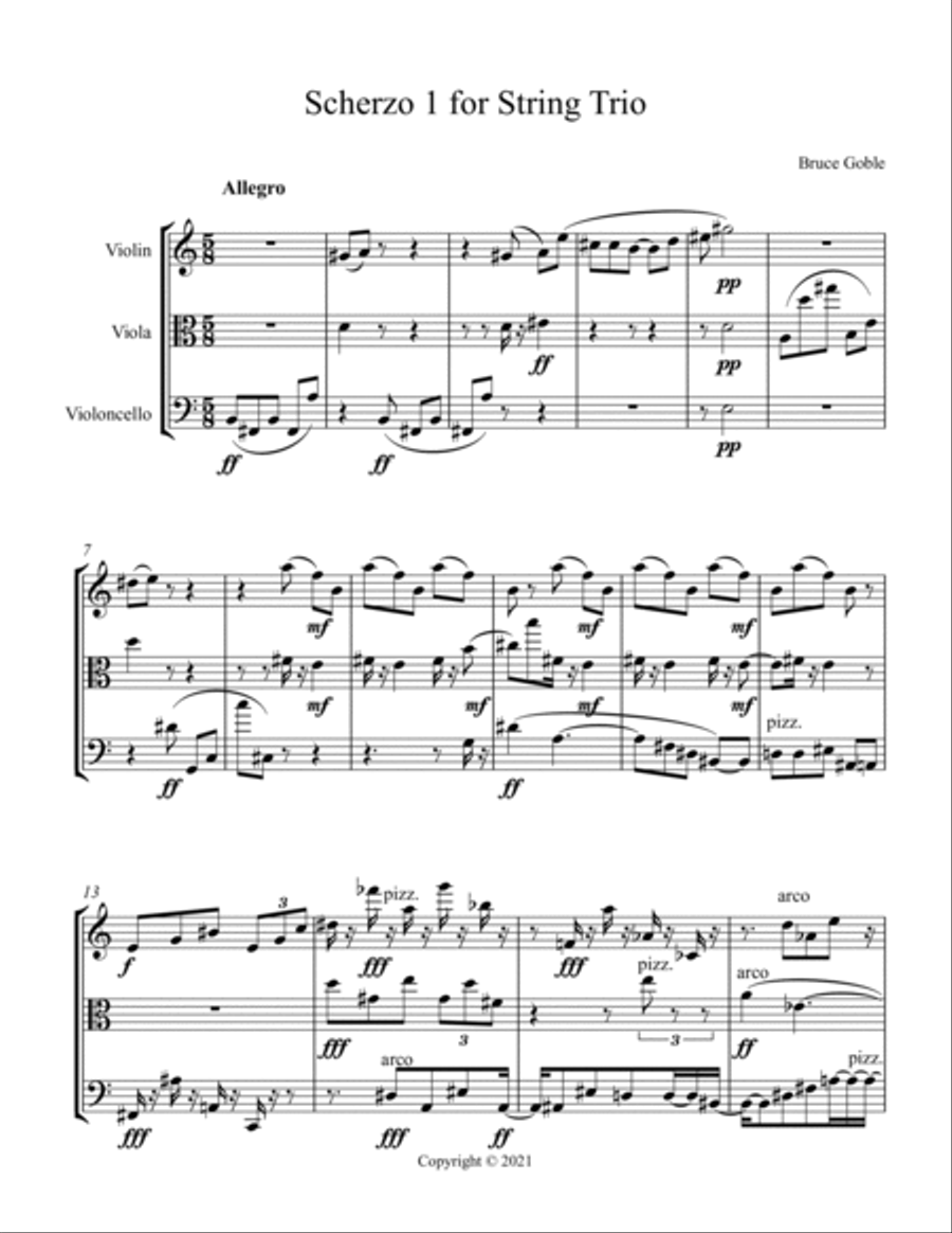Scherzo 1 for String Trio String Trio scores gallery preview page 2