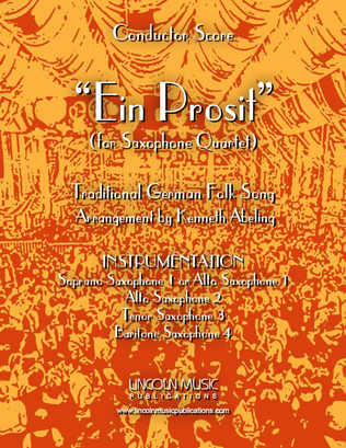 Book cover for Ein Prosit (for Saxophone Quartet SATB or AATB)