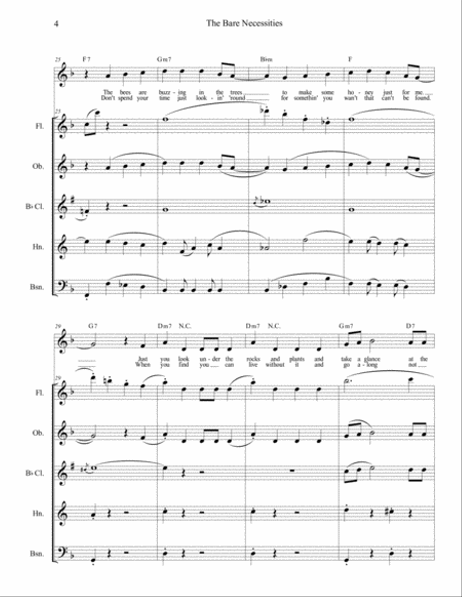 The Bare Necessities from THE JUNGLE BOOK Woodwind Quintet scores gallery preview page 4