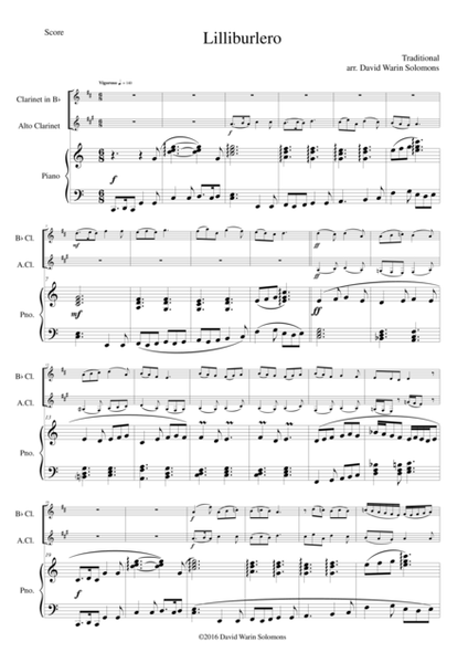 Lilliburlero for clarinet, alto clarinet and piano image number null