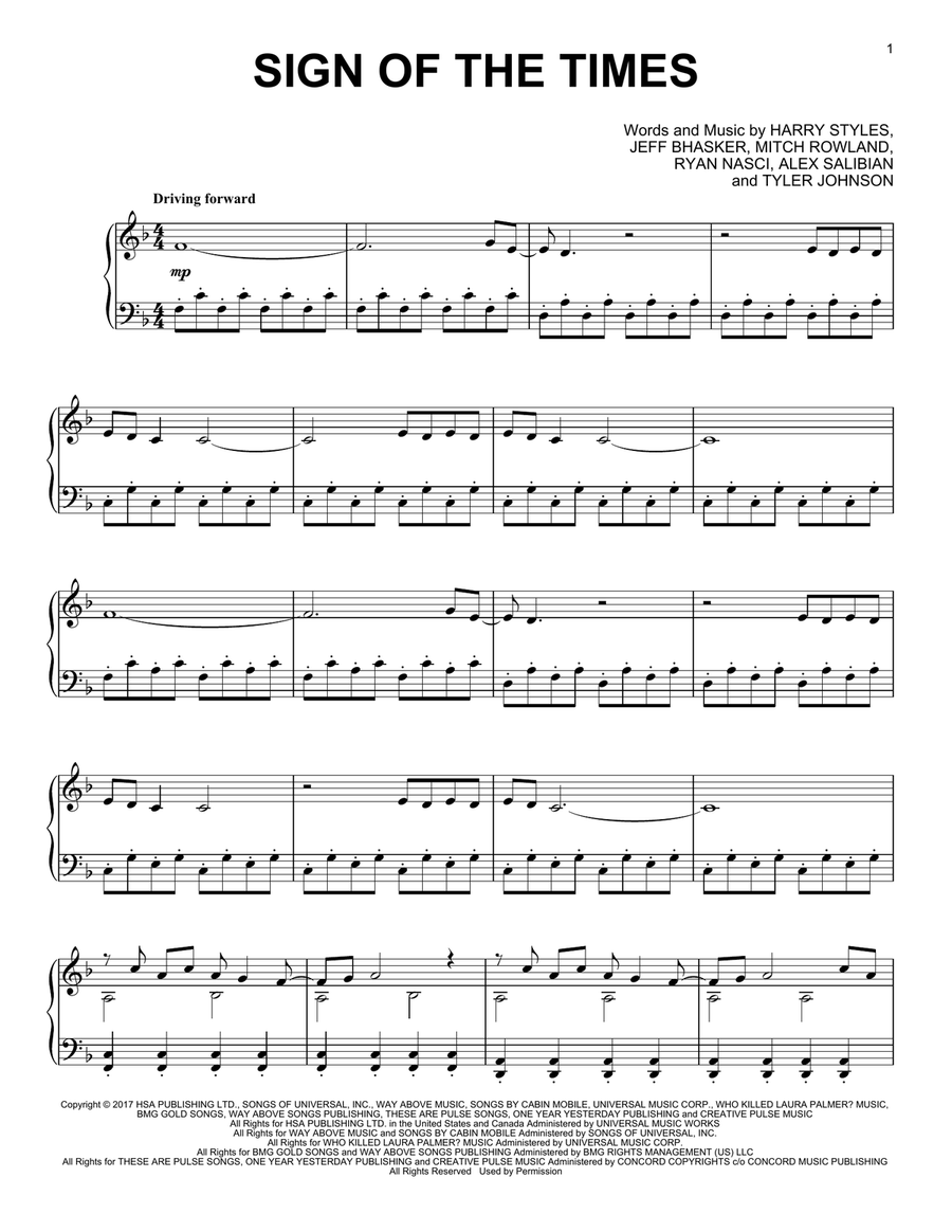 Sign Of The Times (from the Netflix series Bridgerton) Piano Solo scores gallery preview page 1