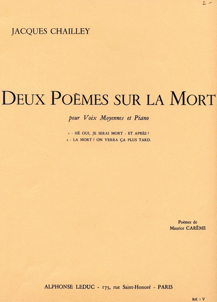 2 Poemes Sur La Mort (med) (voice & Piano)