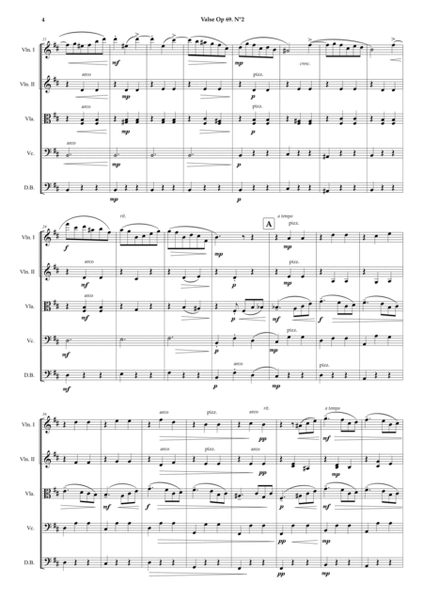 Valse Op.69 N°2 - String Quintet Score & Parts. image number null