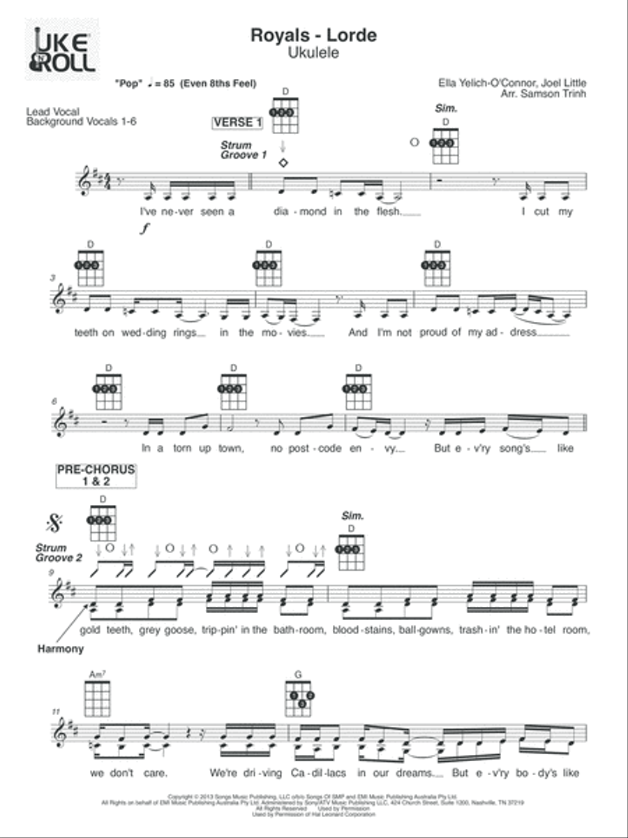 Royals Royals Ukulele scores gallery preview page 1