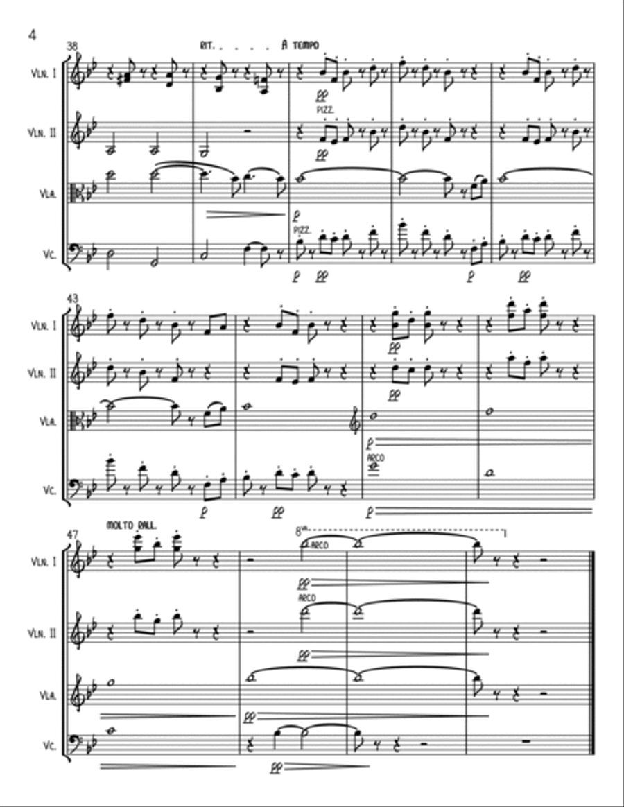 The Humming Chorus from MADAME BUTTERFLY - String Quartet Choir scores gallery preview page 4
