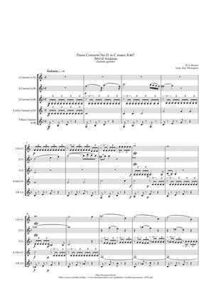 Mozart: Piano Concerto No.21 in C “Elvira Madigan” K467 Mvt.II Andante - clarinet quintet/ensemble