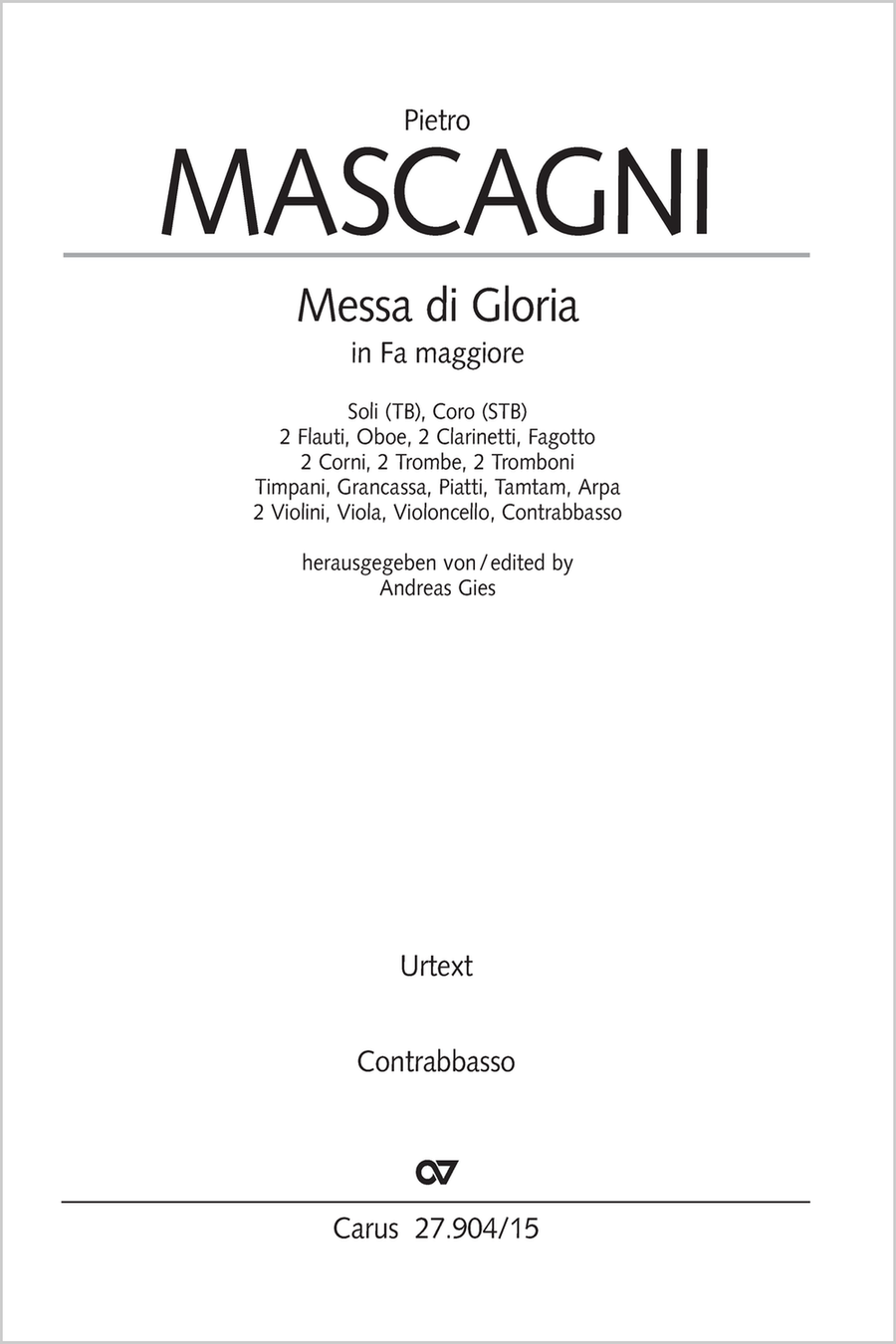 Messa di Gloria Messa di Gloria Double Bass scores gallery preview page 1