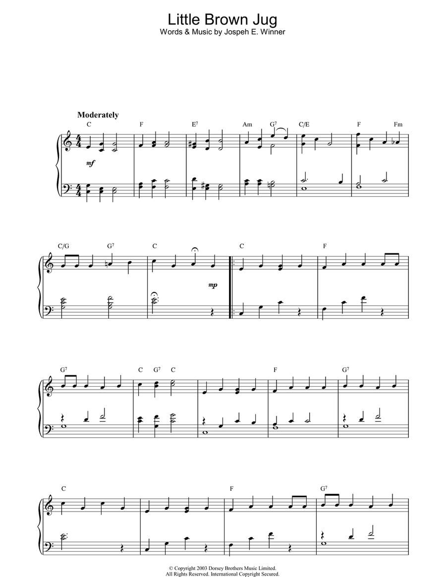 Little Brown Jug Piano Solo scores gallery preview page 1