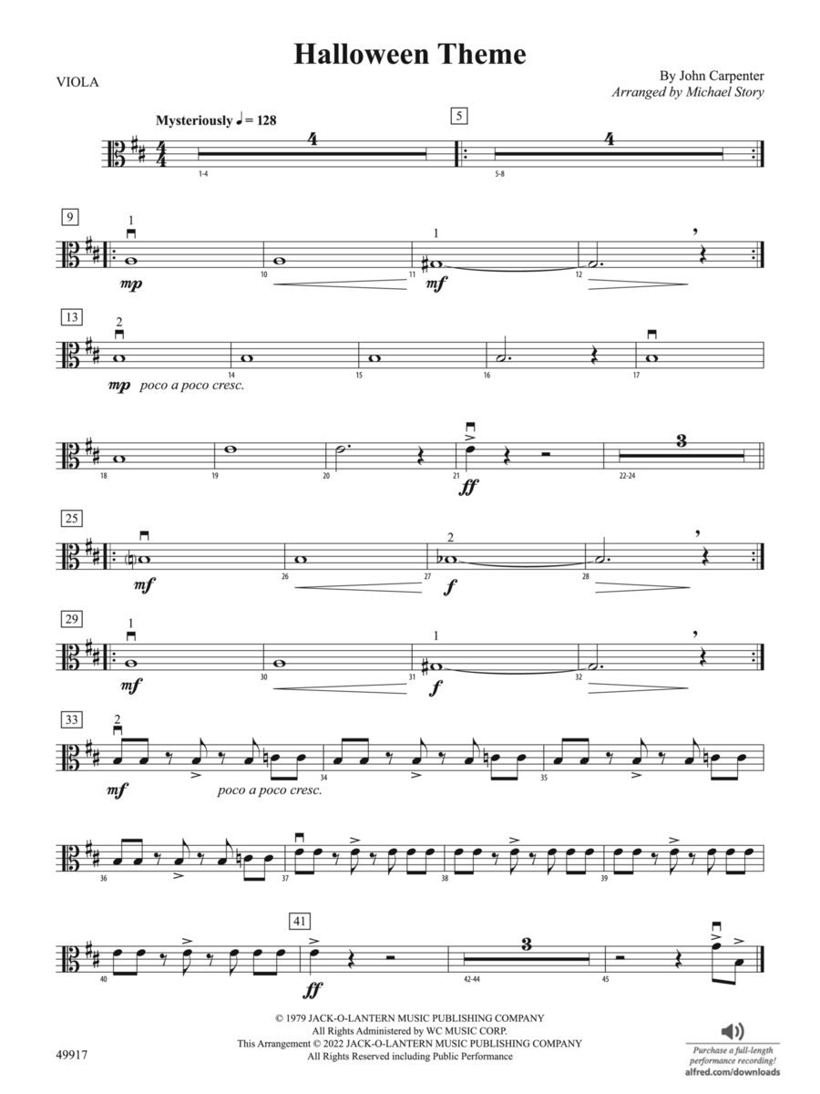Halloween Theme: Viola String Orchestra scores gallery preview page 1