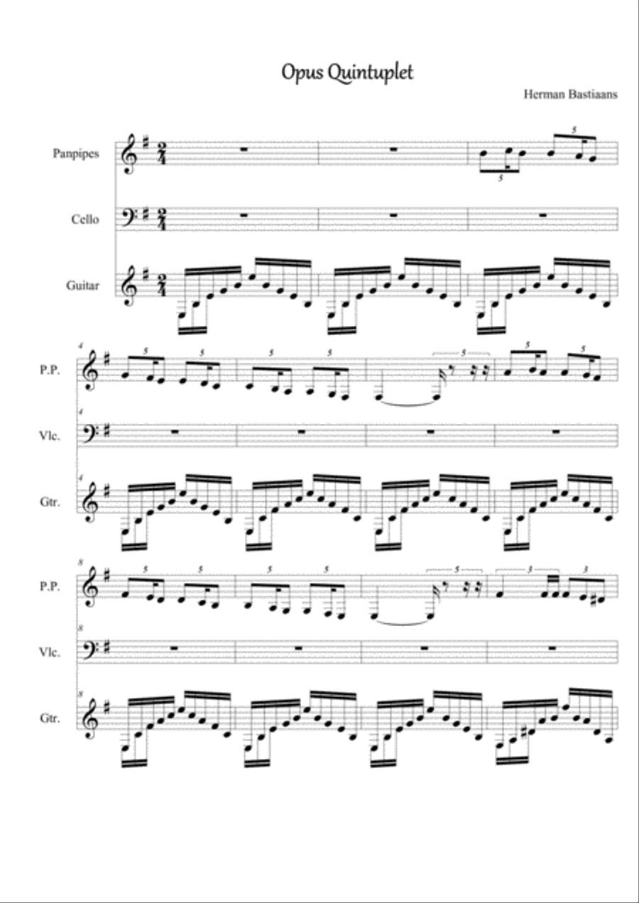 Opus Quintuplet Opus Quintuplet Classical Guitar scores gallery preview page 1