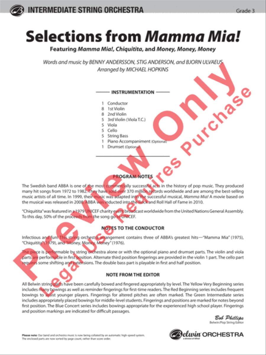 Mamma Mia!, Selections from String Orchestra scores gallery preview page 2