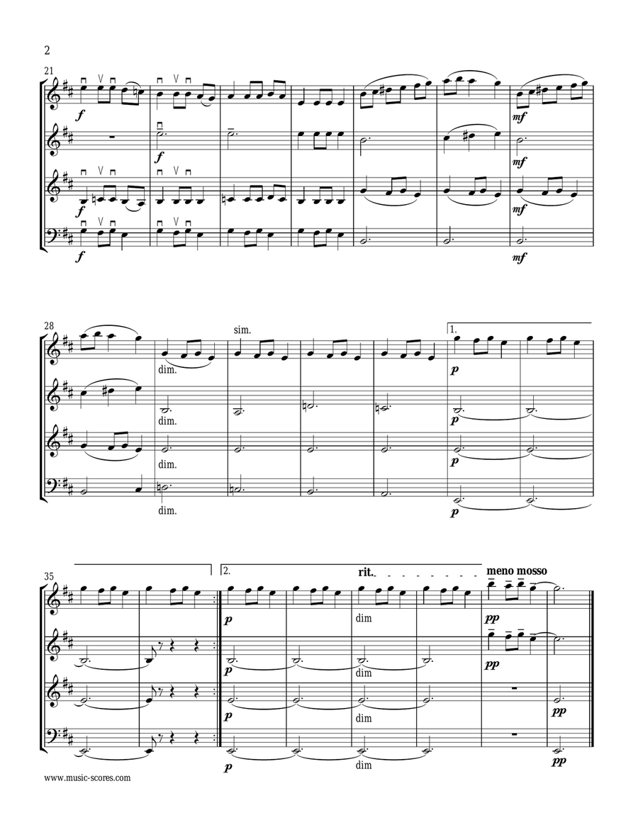 Carol of the Bells - 3 Violins and Cello - E Minor Small Ensemble scores gallery preview page 3