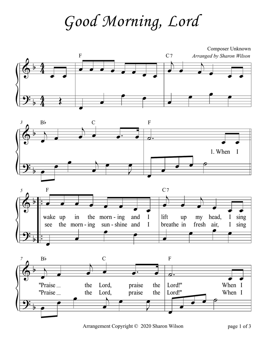Good Morning, Lord (Piano, Voice, and Chords) Piano, Vocal scores gallery preview page 2