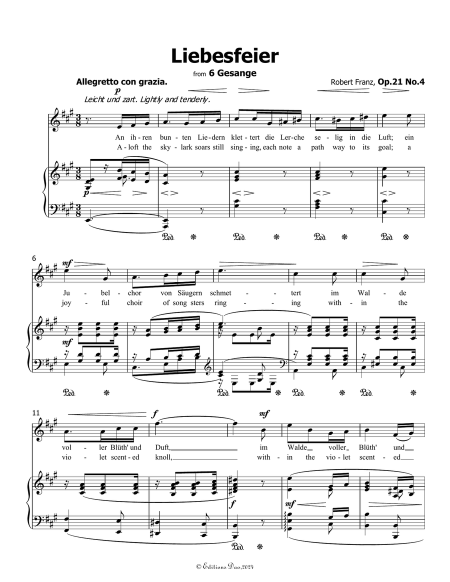 Liebesfeier, by Robert Franz, in A Major Voice scores gallery preview page 3