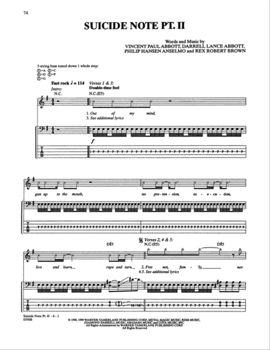 Suicide Note Pt. II Guitar Tablature scores gallery preview page 1