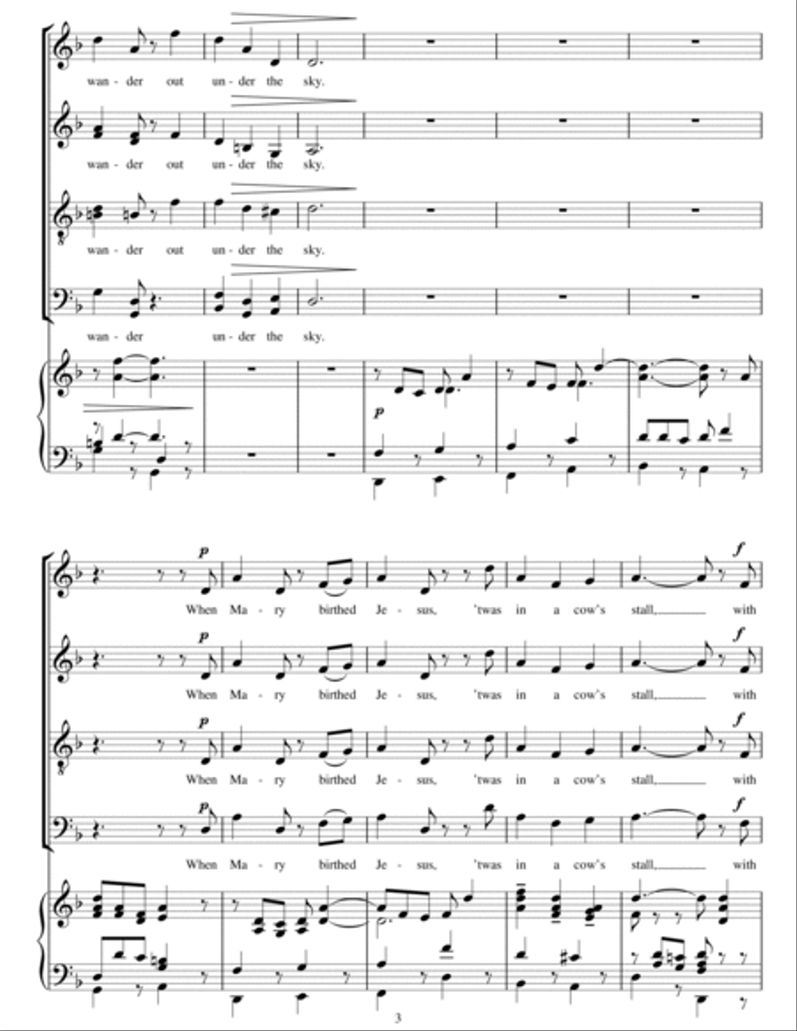 I Wonder As I Wander 4-Part scores gallery preview page 3
